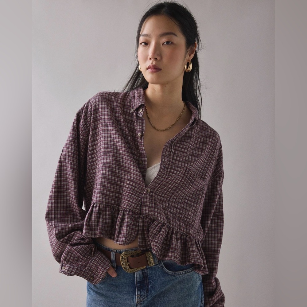 Urban Outfitters Peplum Flannel Shirt